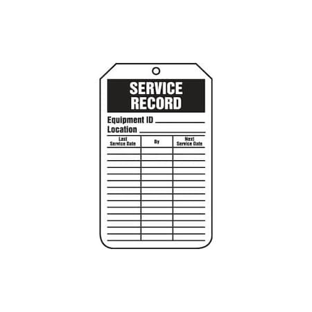 Accuform Safety Tags, SERVICE RECORD, 8.5inx 3.875in, RP-Plastic, 25PK TRS329PTP